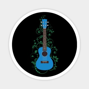 Blue Ukulele Flowering Vines Magnet